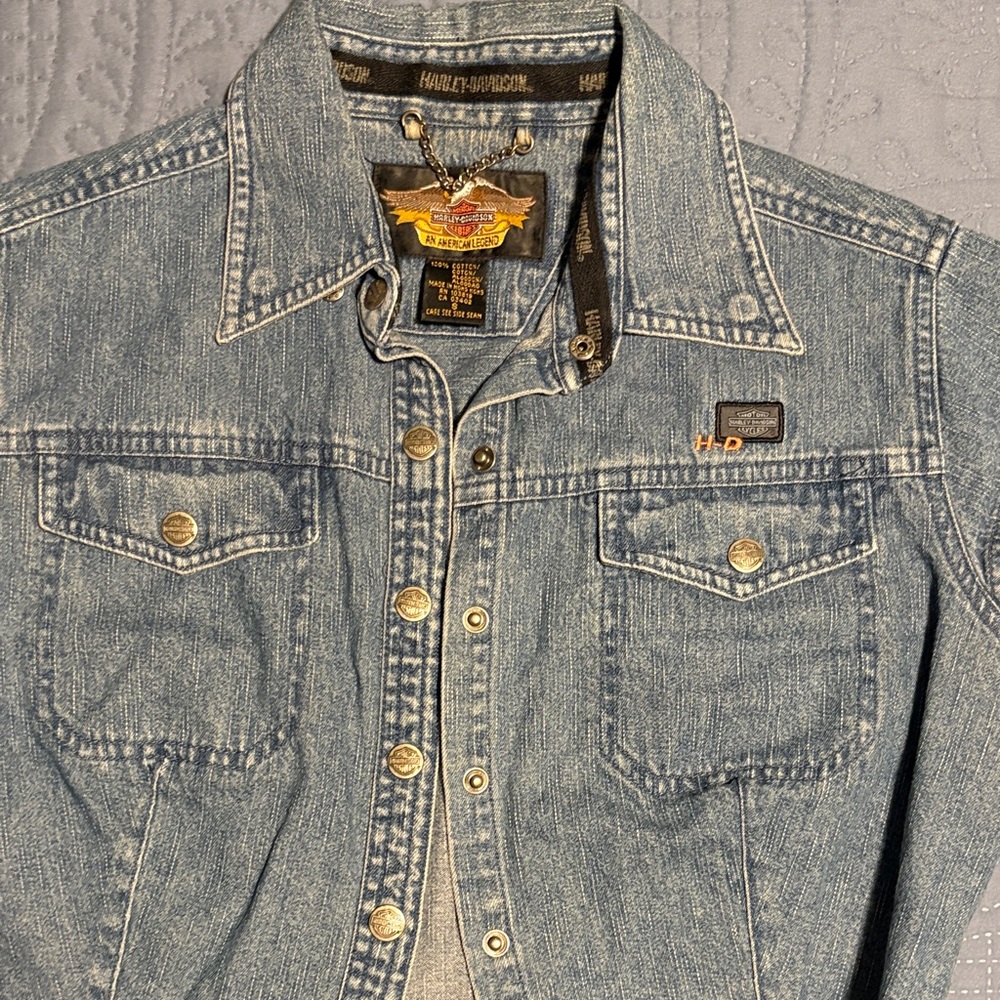 Harley-Davidson Blue Denim Crop Top